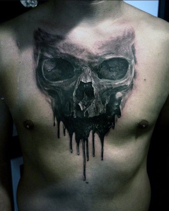 点击大图看下一张：骷髅纹身  令人恐惧的骷髅纹身图案