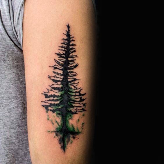点击大图看下一张：纹身树枝   清新秀丽的水彩树枝纹身图案