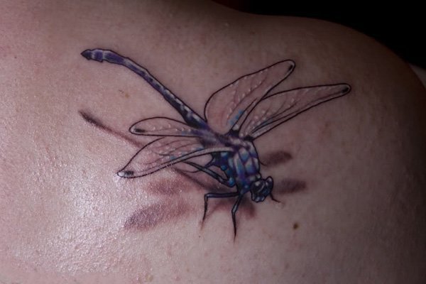 点击大图看下一张：蜻蜓纹身图案  唯美而又轻盈的蜻蜓纹身图案