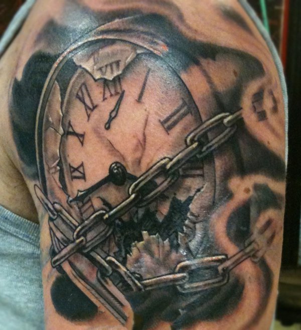点击大图看下一张：钟表纹身图案  工艺复杂的钟表纹身图案