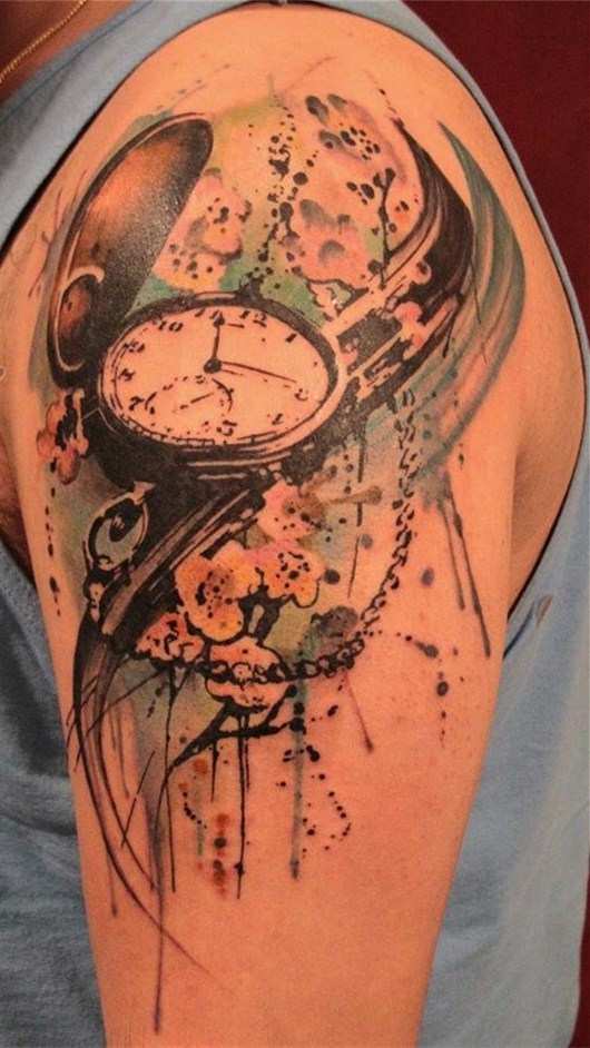 点击大图看下一张：钟表纹身图案  工艺复杂的钟表纹身图案