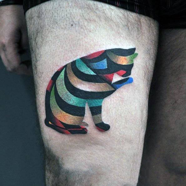 点击大图看下一张：创意纹身图片  双重曝光的动物纹身图案