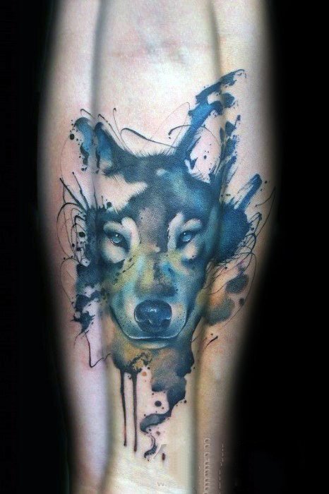 点击大图看下一张：狼头纹身图片 凶猛机智的狼头纹身图案