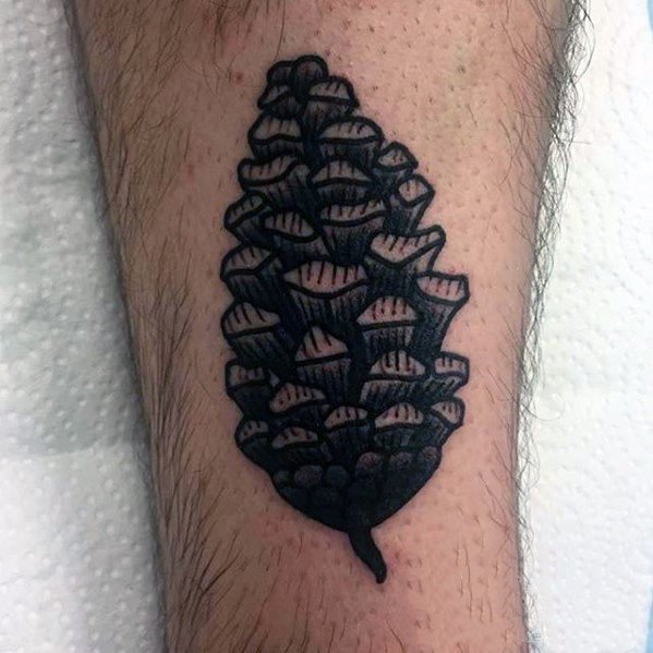 点击大图看下一张：植物纹身   坚硬小巧的松果纹身图案