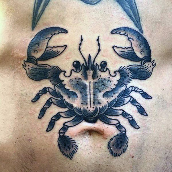 点击大图看下一张：螃蟹纹身图案   形象生动的螃蟹纹身图案