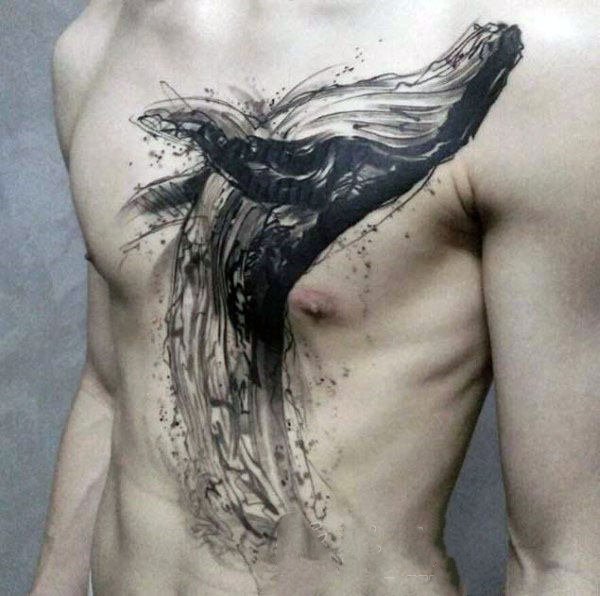 点击大图看下一张：纹身鲸鱼   时尚而又不失灵动的鲸鱼纹身图案