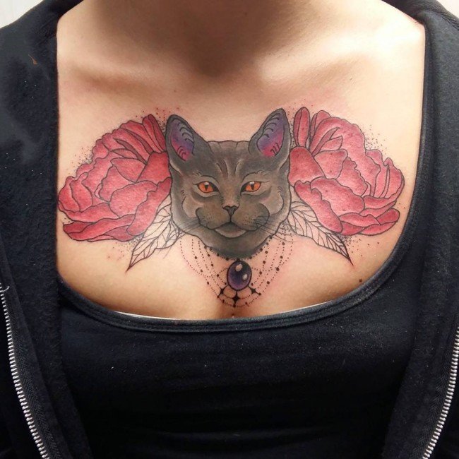 点击大图看下一张：小猫咪纹身  创意而又可爱的小猫咪纹身图案