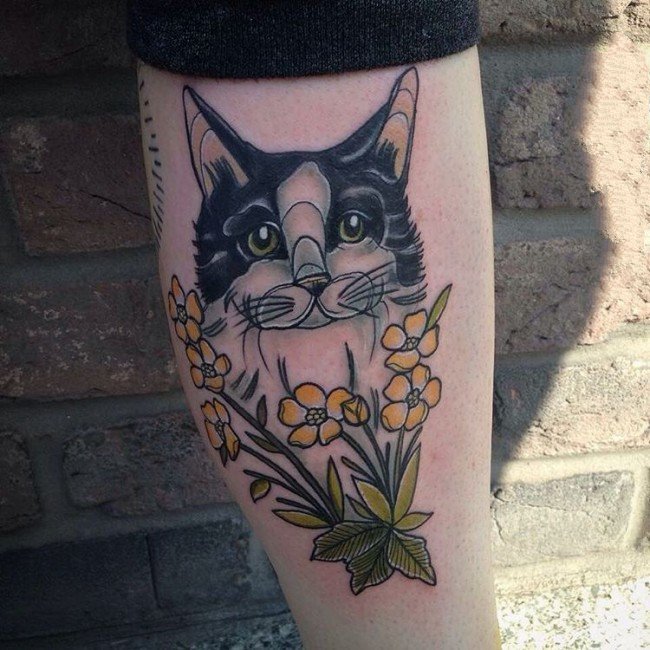 点击大图看下一张：小猫咪纹身  创意而又可爱的小猫咪纹身图案