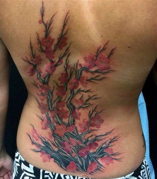 点击大图看下一张：樱花 纹身图案    花色迷人的樱花纹身图案