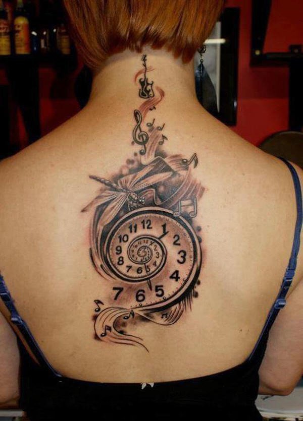 点击大图看下一张：时钟纹身   滴答滴答的时钟纹身图案