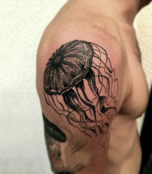 点击大图看下一张：水母纹身图案   惹人喜爱的水母纹身图案