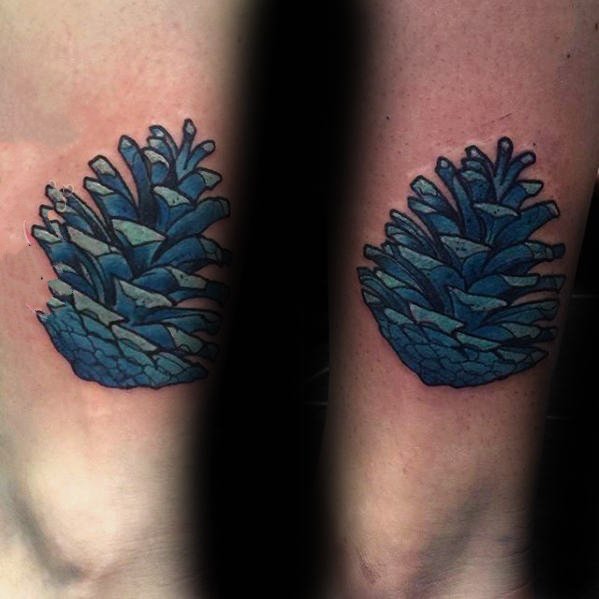 点击大图看下一张：纹身植物图案   具有别样生命力的松果纹身图案