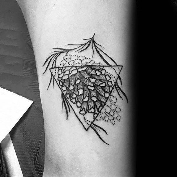 点击大图看下一张：纹身植物图案   具有别样生命力的松果纹身图案