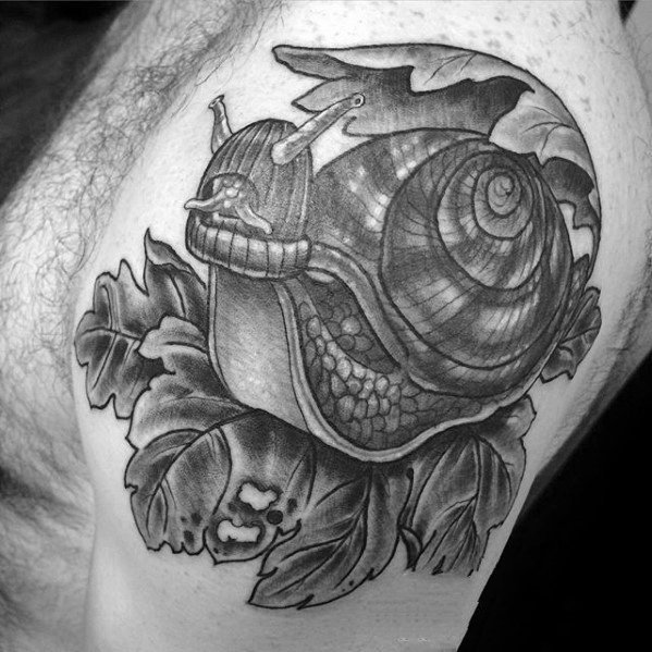 点击大图看下一张：蜗牛纹身图案  施施而行的蜗牛纹身图案