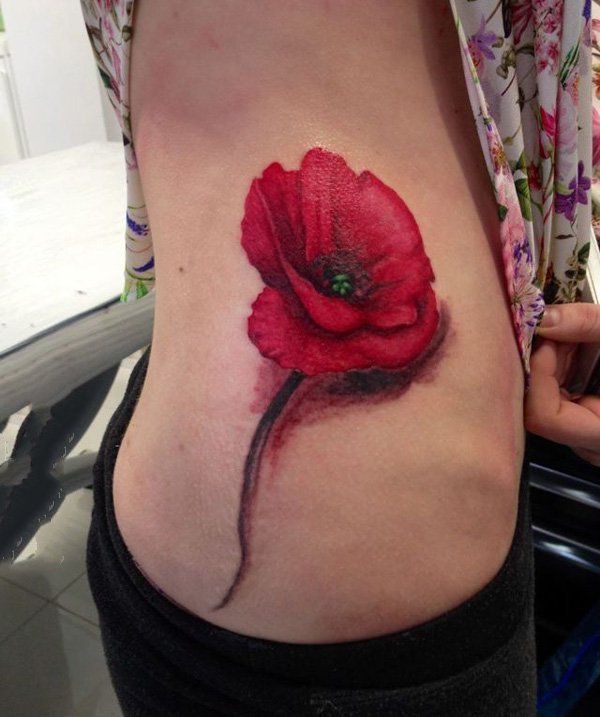 点击大图看下一张：罂粟花纹身图片   美丽却致命的罂粟花纹身图案