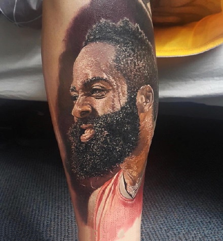 点击大图看下一张：几张优秀的NBA球星肖像纹身图案作品