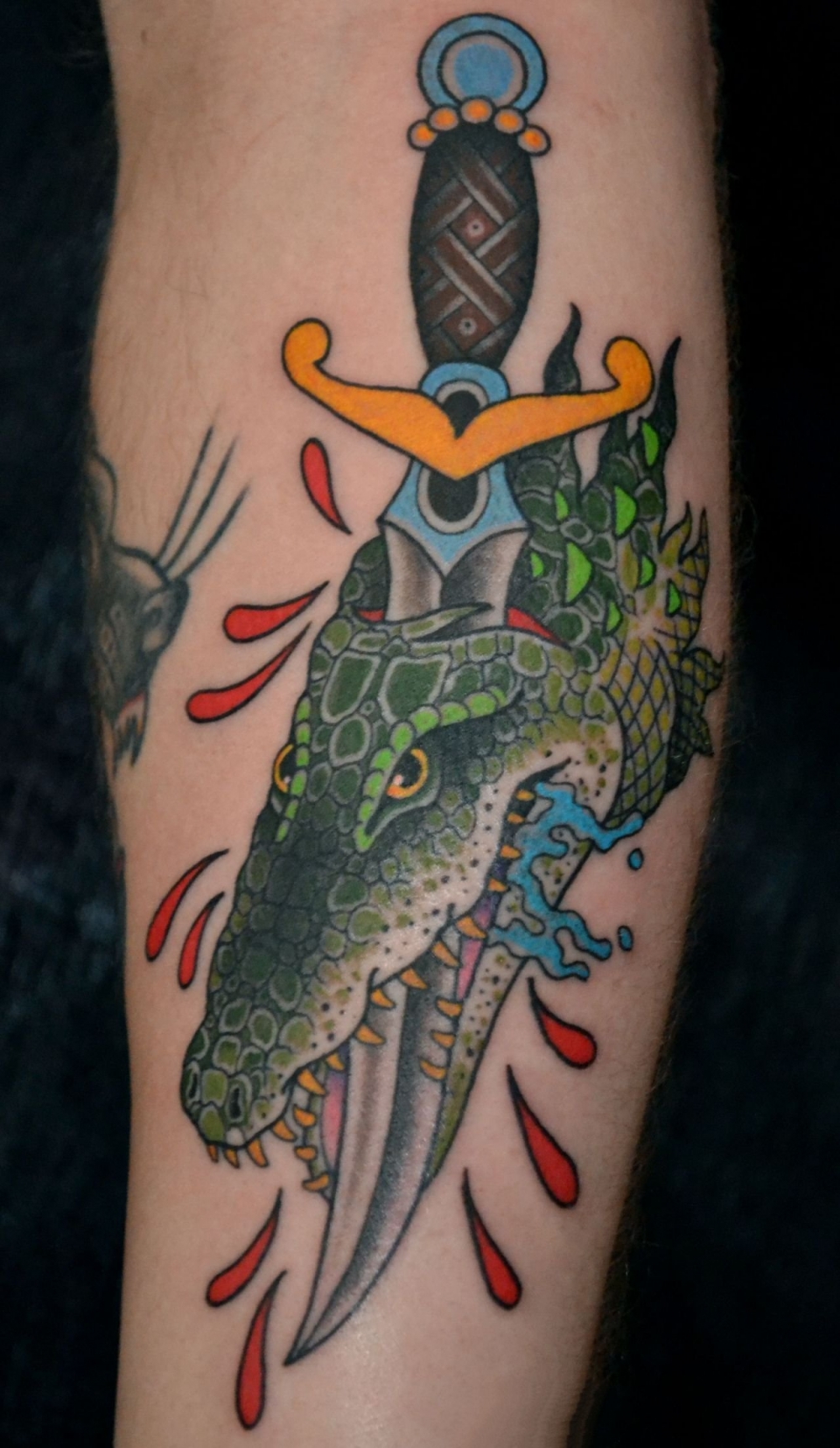 点击大图看下一张：鳄鱼纹身图案   凶残可恶的鳄鱼纹身图案