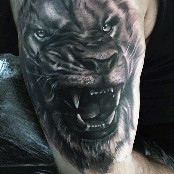 点击大图看下一张：狮子 纹身图案  气势十足的狮子纹身图案