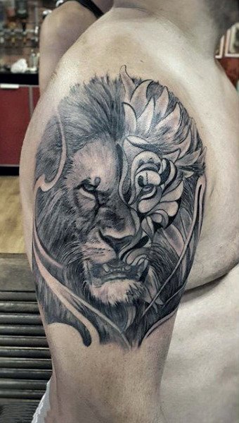 点击大图看下一张：狮子 纹身图案  气势十足的狮子纹身图案