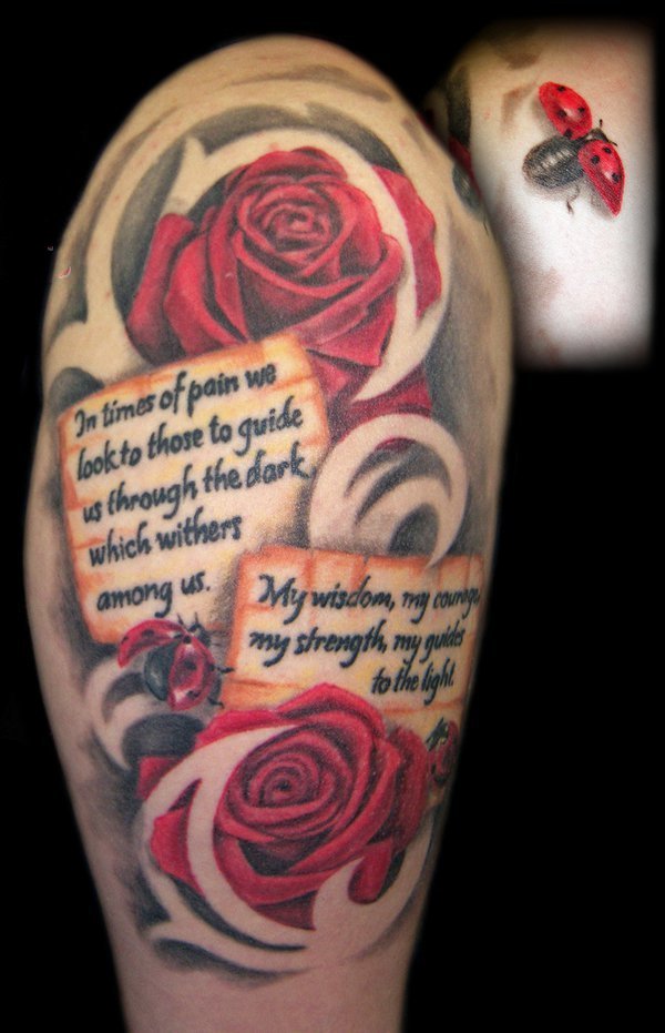 点击大图看下一张：玫瑰纹身图   娇艳多姿的玫瑰纹身图案