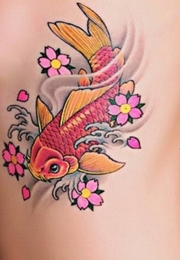点击大图看下一张：纹身鲤鱼   悠然自得的鲤鱼纹身图案