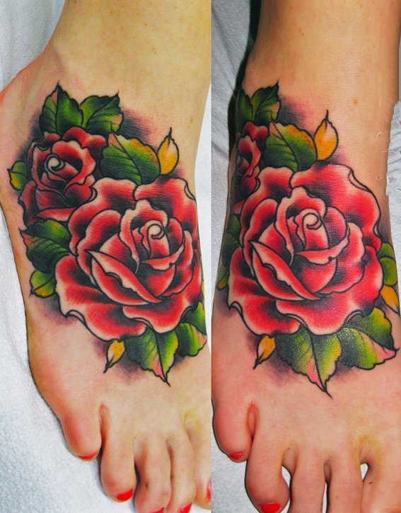 点击大图看下一张：纹身玫瑰花  芳香四溢的玫瑰花纹身图案