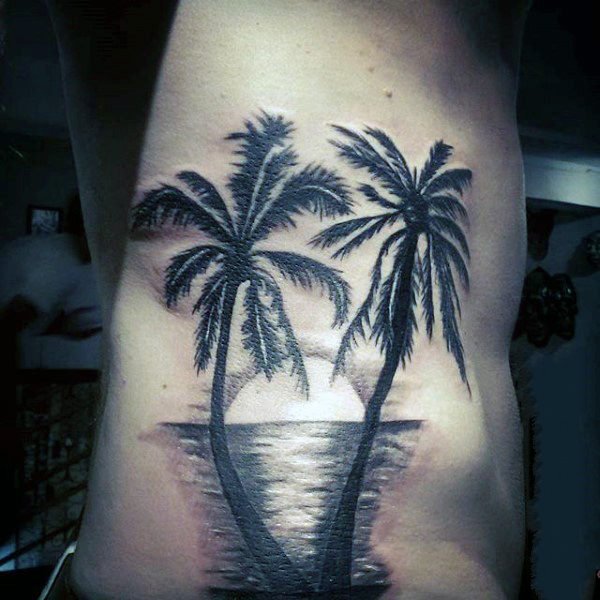 点击大图看下一张：棕榈树纹身图案   根深叶茂的棕榈树纹身图案