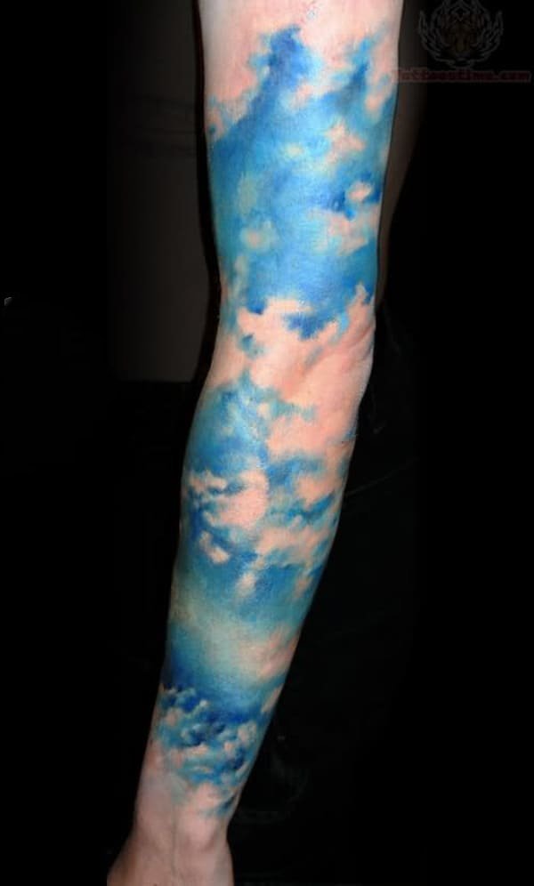 点击大图看下一张：水彩泼墨纹身 手臂上水彩泼墨纹身几何纹身图案
