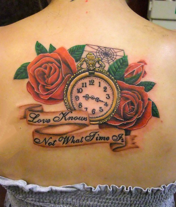点击大图看下一张：时钟纹身   多款技艺精湛的时钟纹身图案