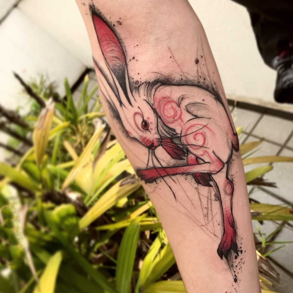 点击大图看下一张：兔子纹身图案  呆萌可爱的兔子纹身图案