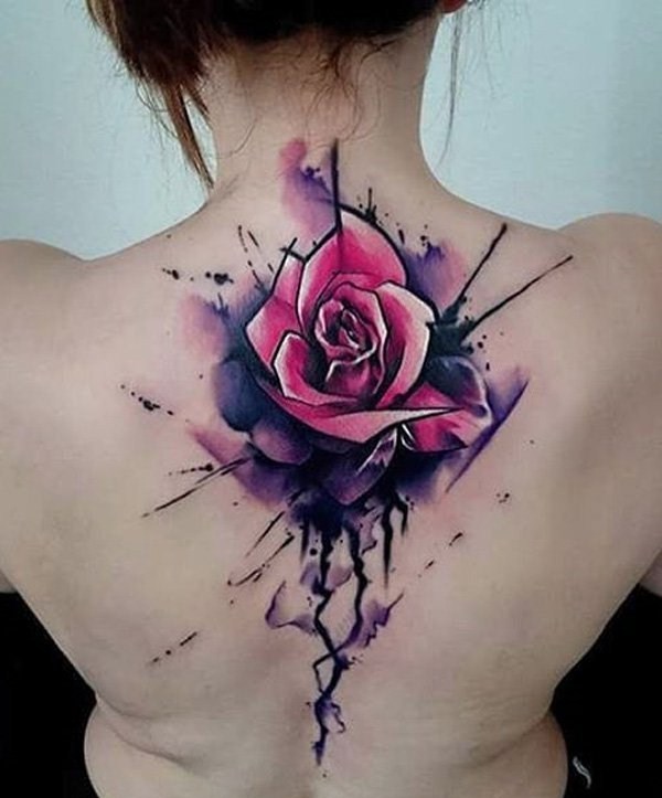 点击大图看下一张：玫瑰纹身图   美艳欲滴的玫瑰花纹身图案