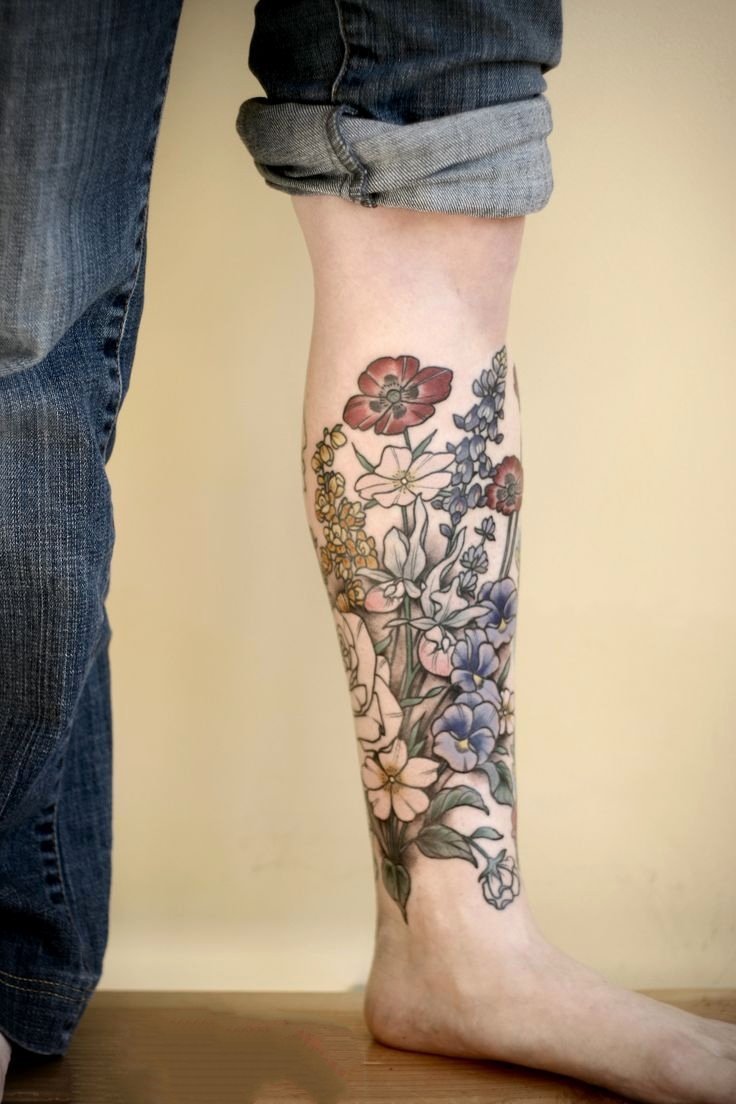 点击大图看下一张：纹身腿上图案  新颖而又不失创意魅力的腿部纹身图案