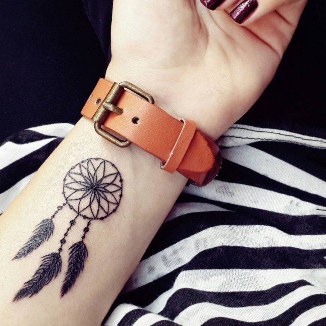点击大图看下一张：极简线条纹身 女生喜爱的黑色创意手腕纹身图案