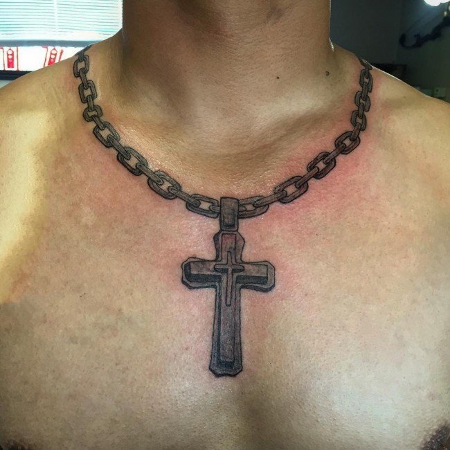 点击大图看下一张：神圣庄重的经典十字架创意文艺纹身图案