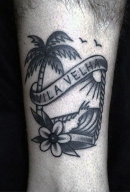 棕榈树纹身图案   根深叶茂的棕榈树纹身图案
