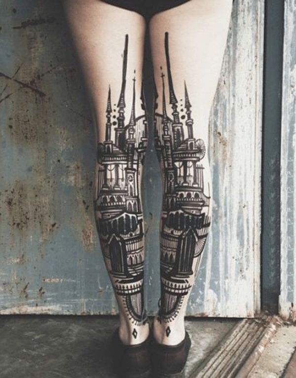 点击大图看下一张：小腿纹身 个性创意的小腿纹身图案
