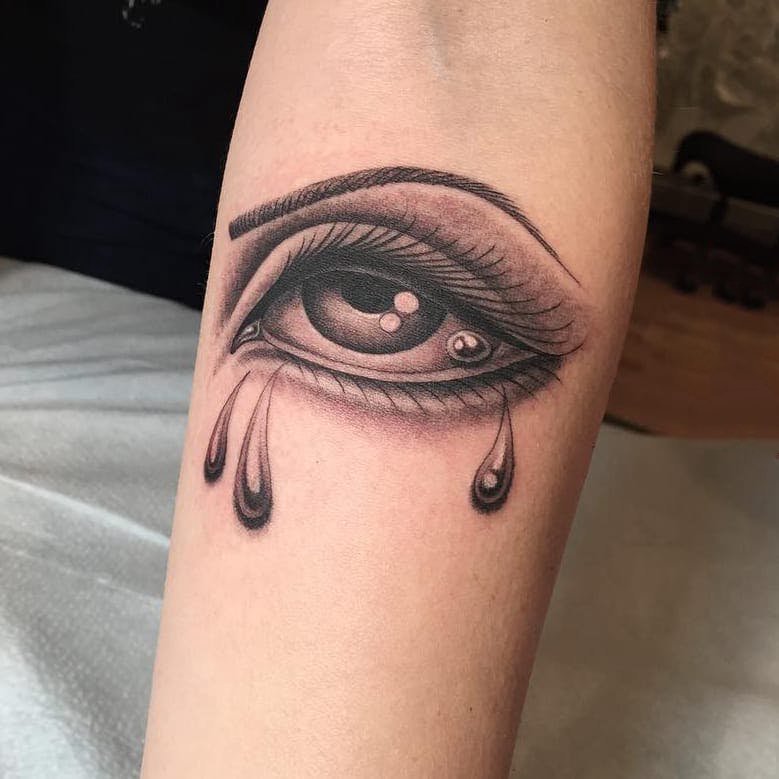 点击大图看下一张：纹身眼睛纹身图案 手臂上纹身美女眼角眼泪纹身眼睛纹身图案