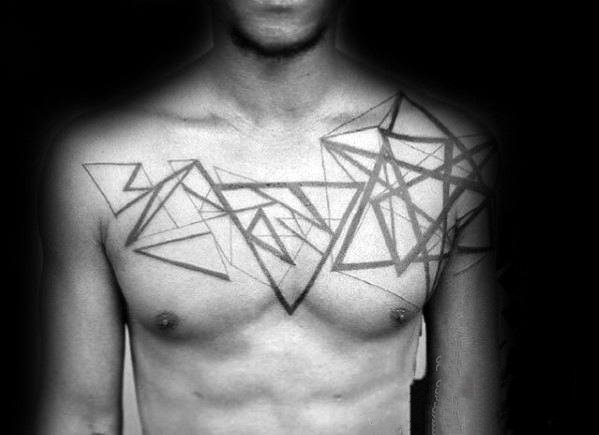 点击大图看下一张：纹身图案胸部男   多款黑色的男生胸部纹身图案