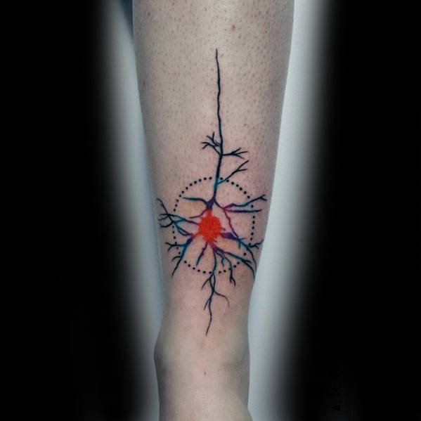 点击大图看下一张：创意纹身图片  别具特色的神经元纹身图案