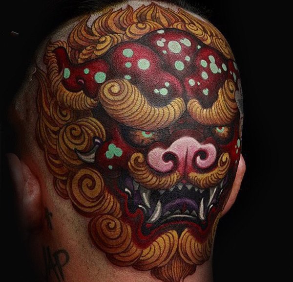 点击大图看下一张：头部纹身图案   个性十足的男生头部纹身图案