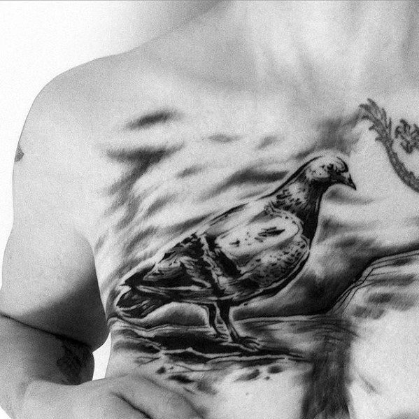 点击大图看下一张：鸽子纹身   传递情谊与信件的鸽子纹身图案