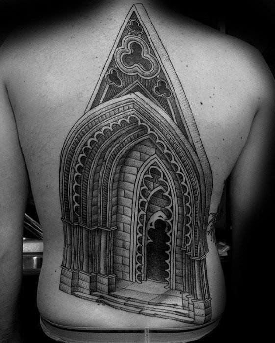 点击大图看下一张：教堂纹身图案   神圣虔诚的教堂纹身图案
