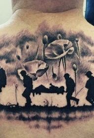 战争题材纹身 战争中的人物士兵纹身图案