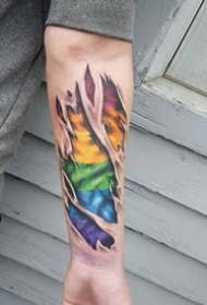 小清新纹身-创意有趣的七彩彩虹元素的文艺小清新纹身图案