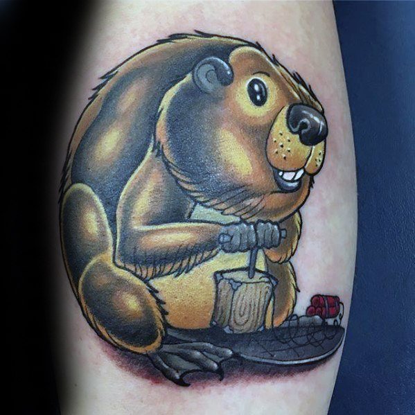点击大图看下一张：动物海狸纹身_9张憨态可鞠的海狸纹身图案作品