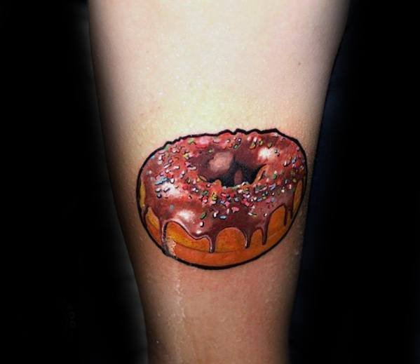 点击大图看下一张：食物甜甜圈纹身_8张美食甜甜圈创意纹身图案作品