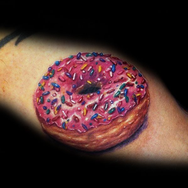 点击大图看下一张：食物甜甜圈纹身_8张美食甜甜圈创意纹身图案作品
