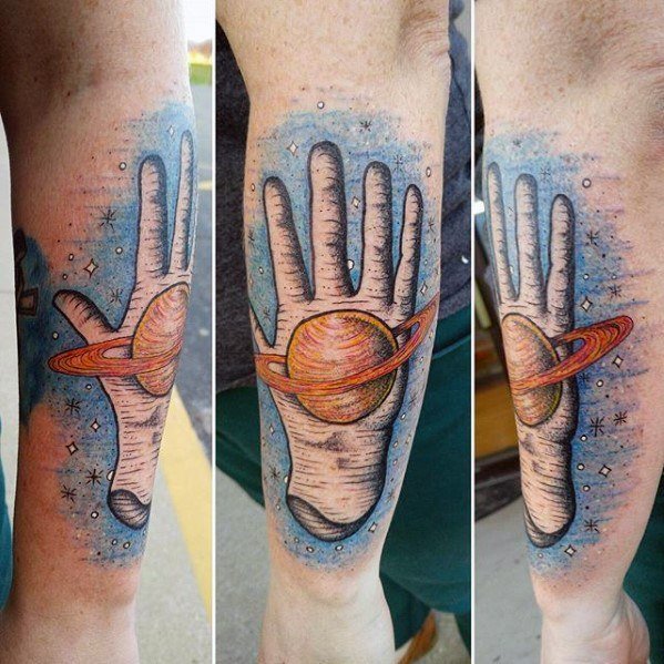 点击大图看下一张：星空星球纹身图案_9张梦幻星球星空宇宙的纹身图案图片作品