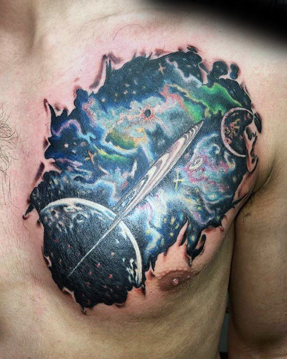 点击大图看下一张：星空星球纹身图案_9张梦幻星球星空宇宙的纹身图案图片作品