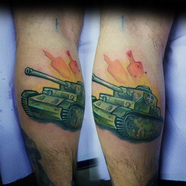 点击大图看下一张：战争主题纹身_10张关于坦克飞机等战争军事的纹身图案作品图片